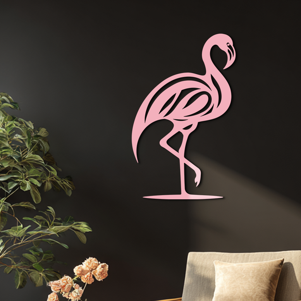 Flamingo Silhouette Metal Wall Art – Elegant Bird Design - KAFGP031 - Tampa Home & Garden Store