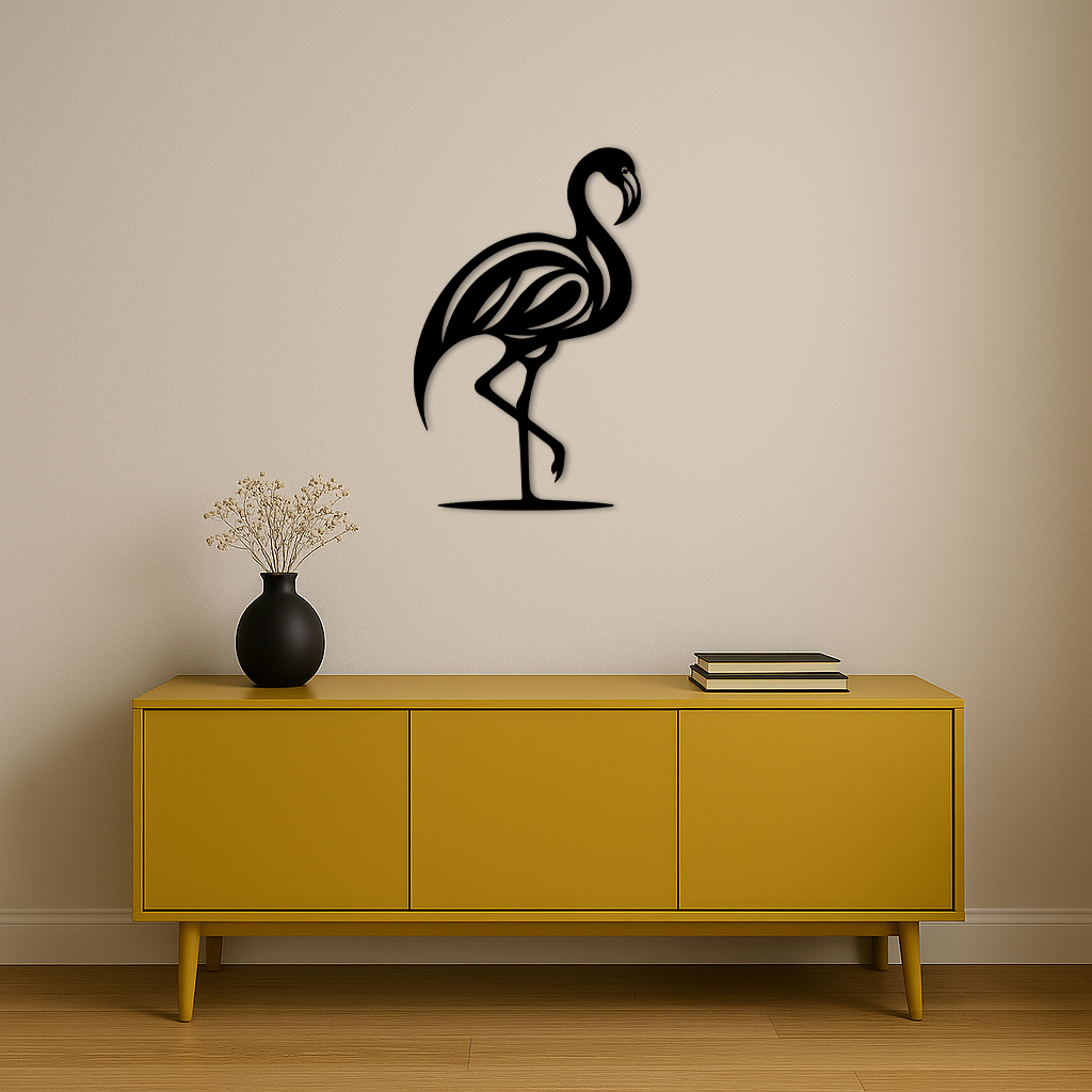 Flamingo Silhouette Metal Wall Art – Elegant Bird Design - KAFGP031 - Tampa Home & Garden Store