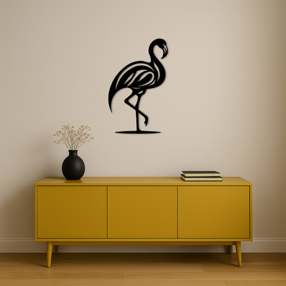Flamingo Silhouette Metal Wall Art – Elegant Bird Design - KAFGP031 - Tampa Home & Garden Store