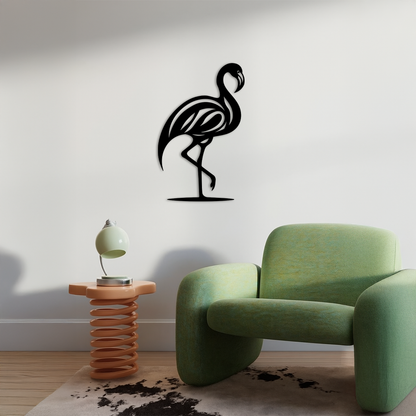 Flamingo Silhouette Metal Wall Art – Elegant Bird Design - KAFGP031 - Tampa Home & Garden Store