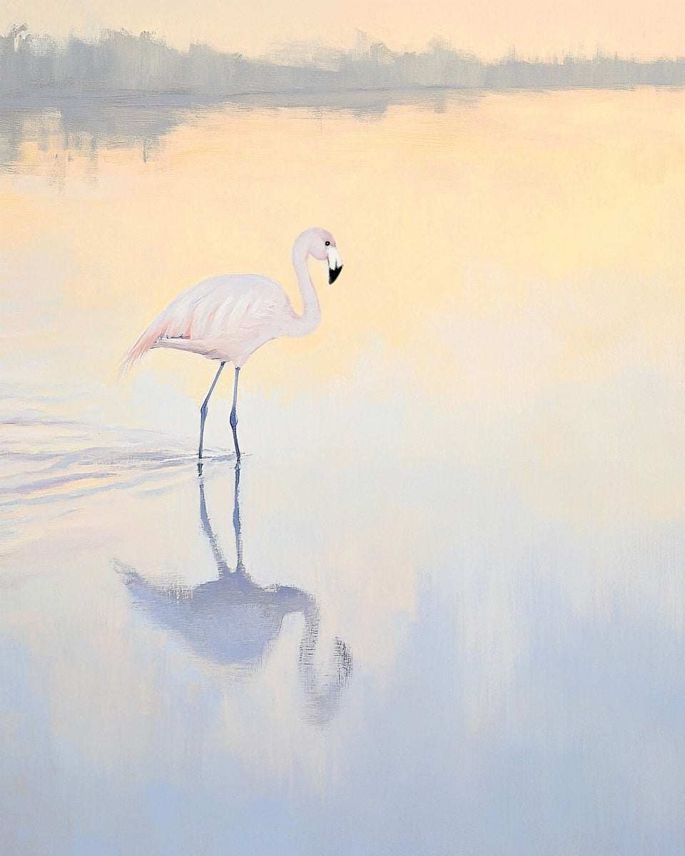 Lámina artística Flamingo al amanecer II – Elegante y serena decoración de pared
