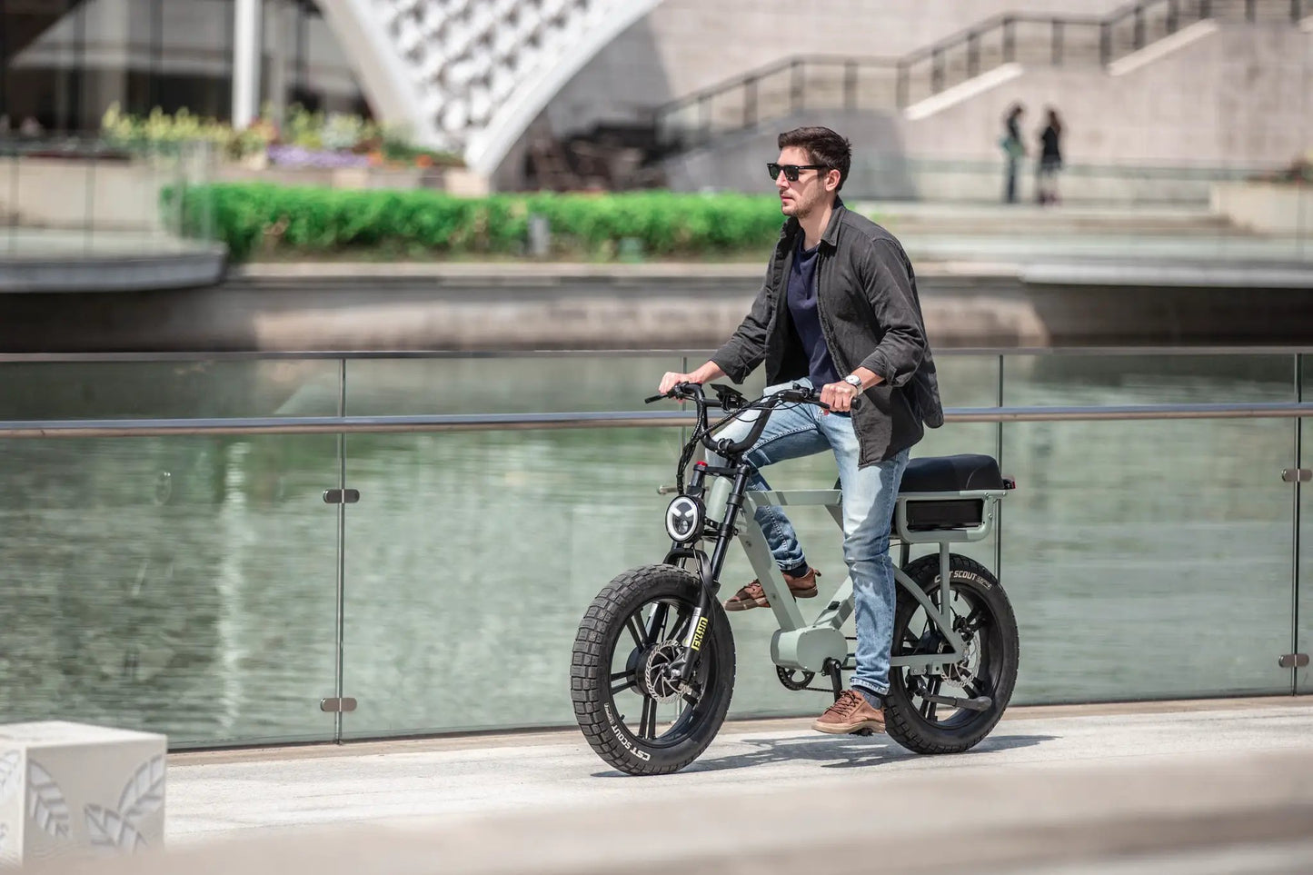 FLASH LITE 2.0 electric bicycle with matte olive-green frame and fat tires by EUNORAU E-BIKE US on Tampa Home & Garden Store
