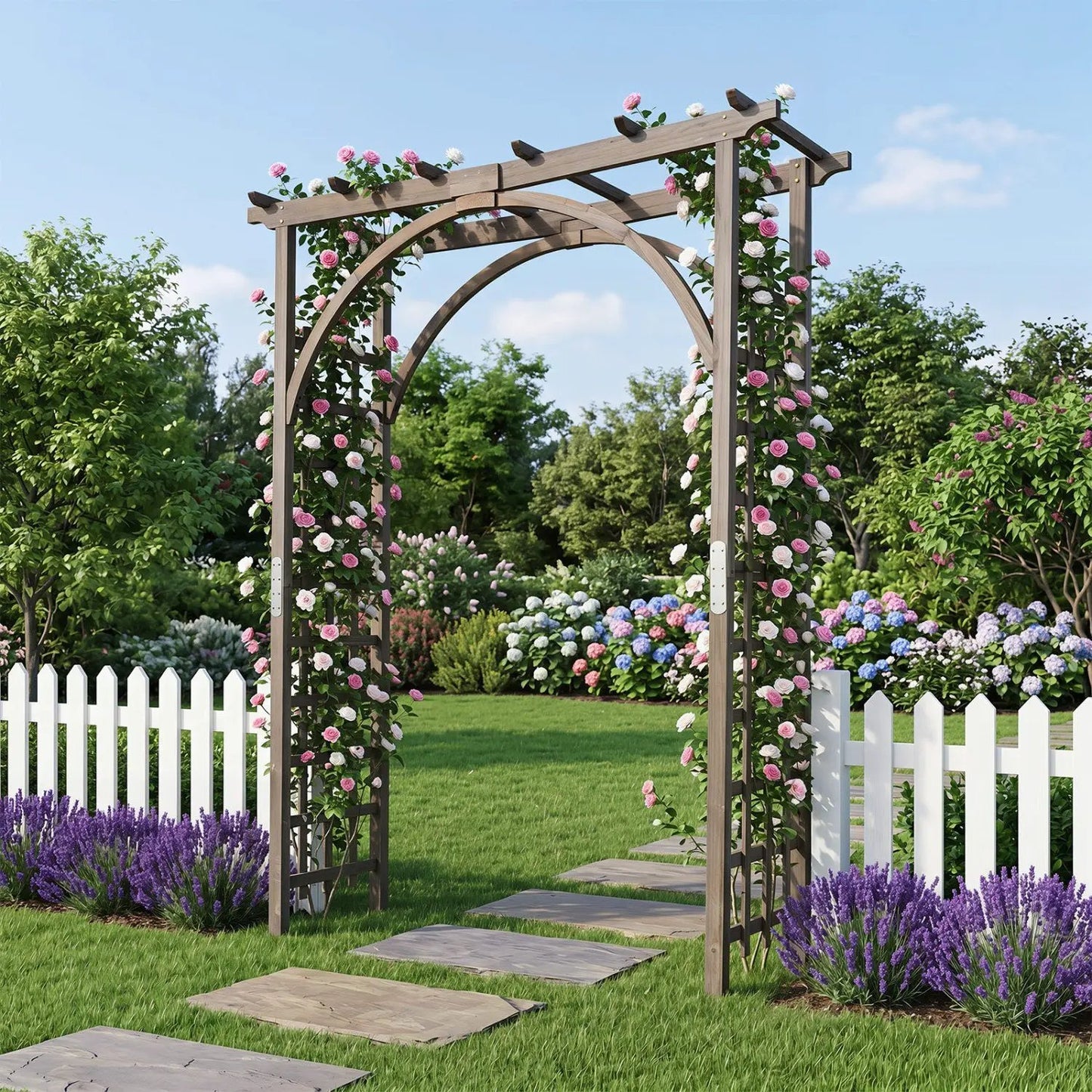 Garden Arch Trellis 85 Inch Fir Wood for Climbing