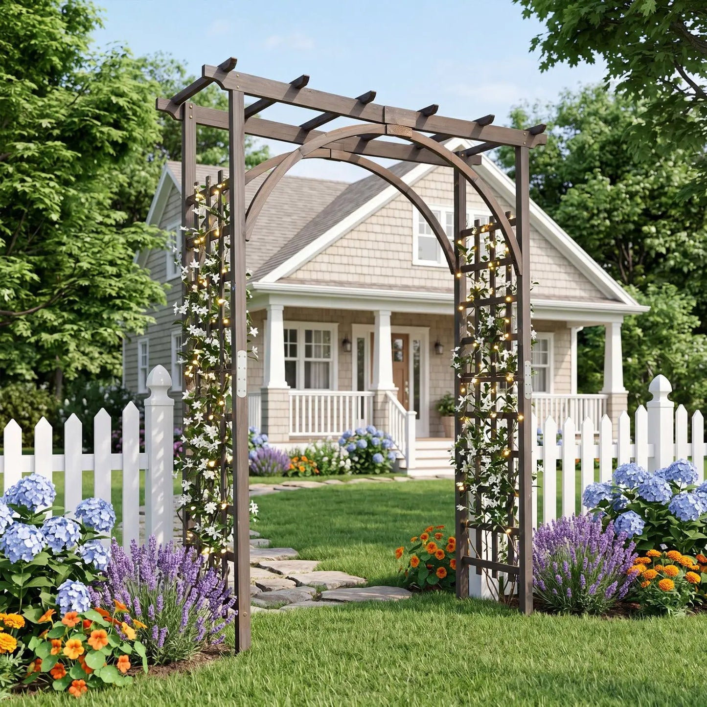 Garden Arch Trellis 85 Inch Fir Wood for Climbing