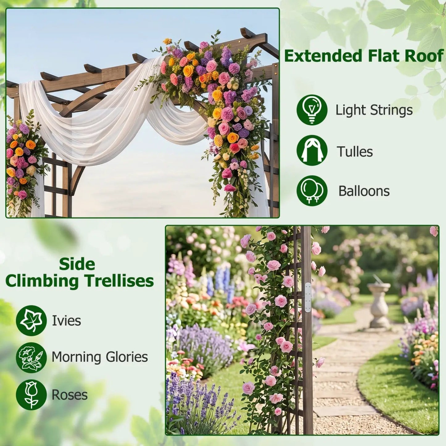 Garden Arch Trellis 85 Inch Fir Wood for Climbing