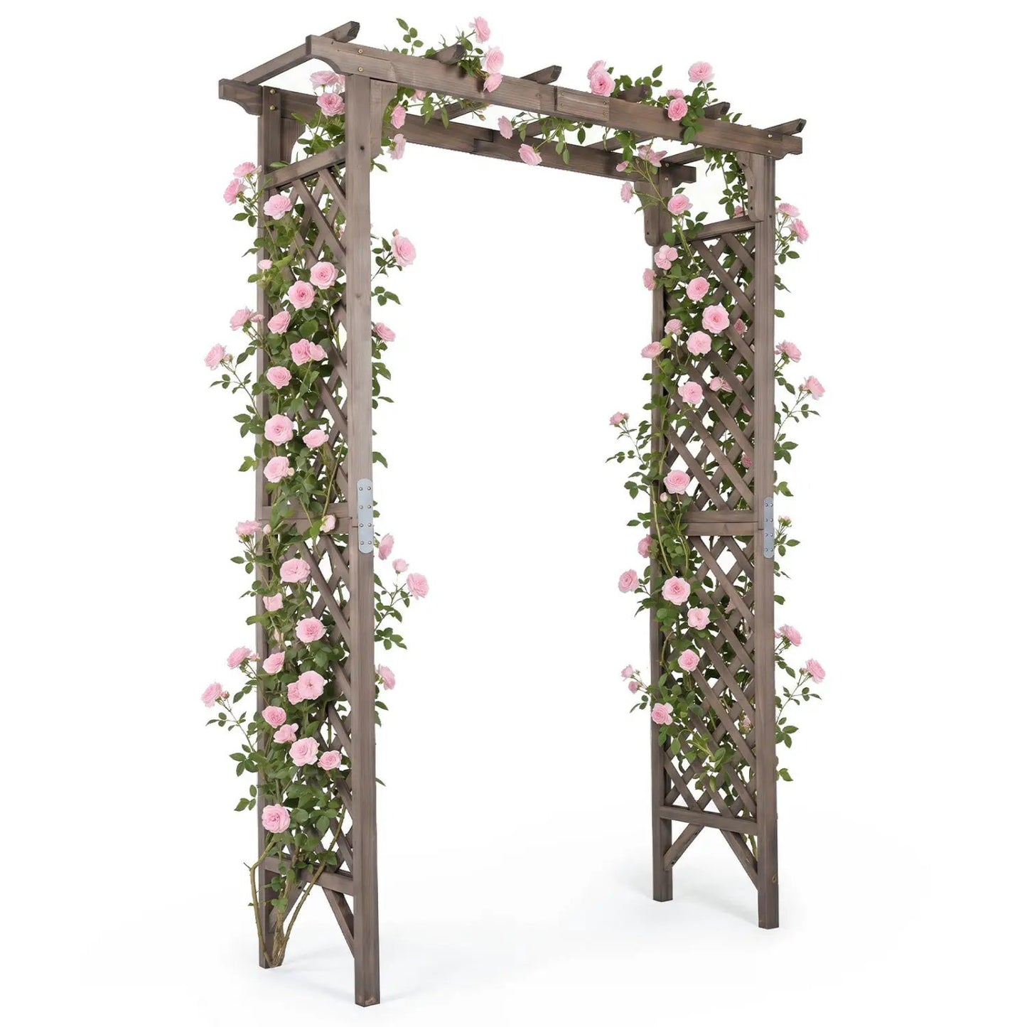 Garden Arch with Gate 85 Inch Wood for Plants
