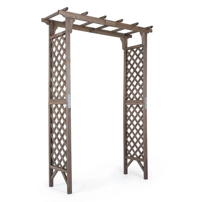 Garden Arch with Gate 85 Inch Wood for Plants