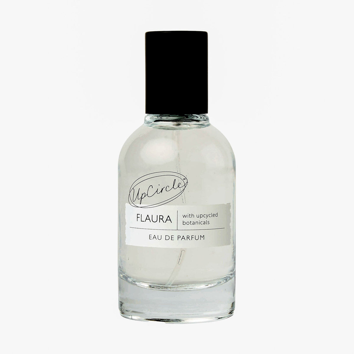 UpCircle Flaura Eau De Parfum bottle with black cap and clear glass on Tampa Home & Garden Store
