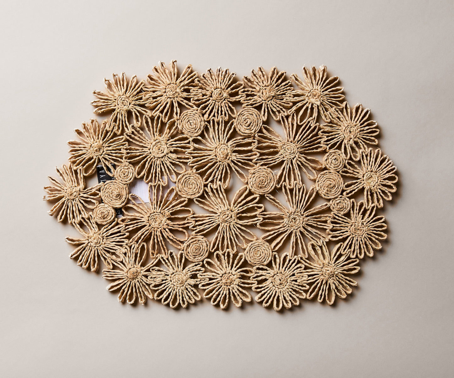 Fleur Raffia Placemat, Natural Color Flowers Woven Tabletop - Tampa Home & Garden Store