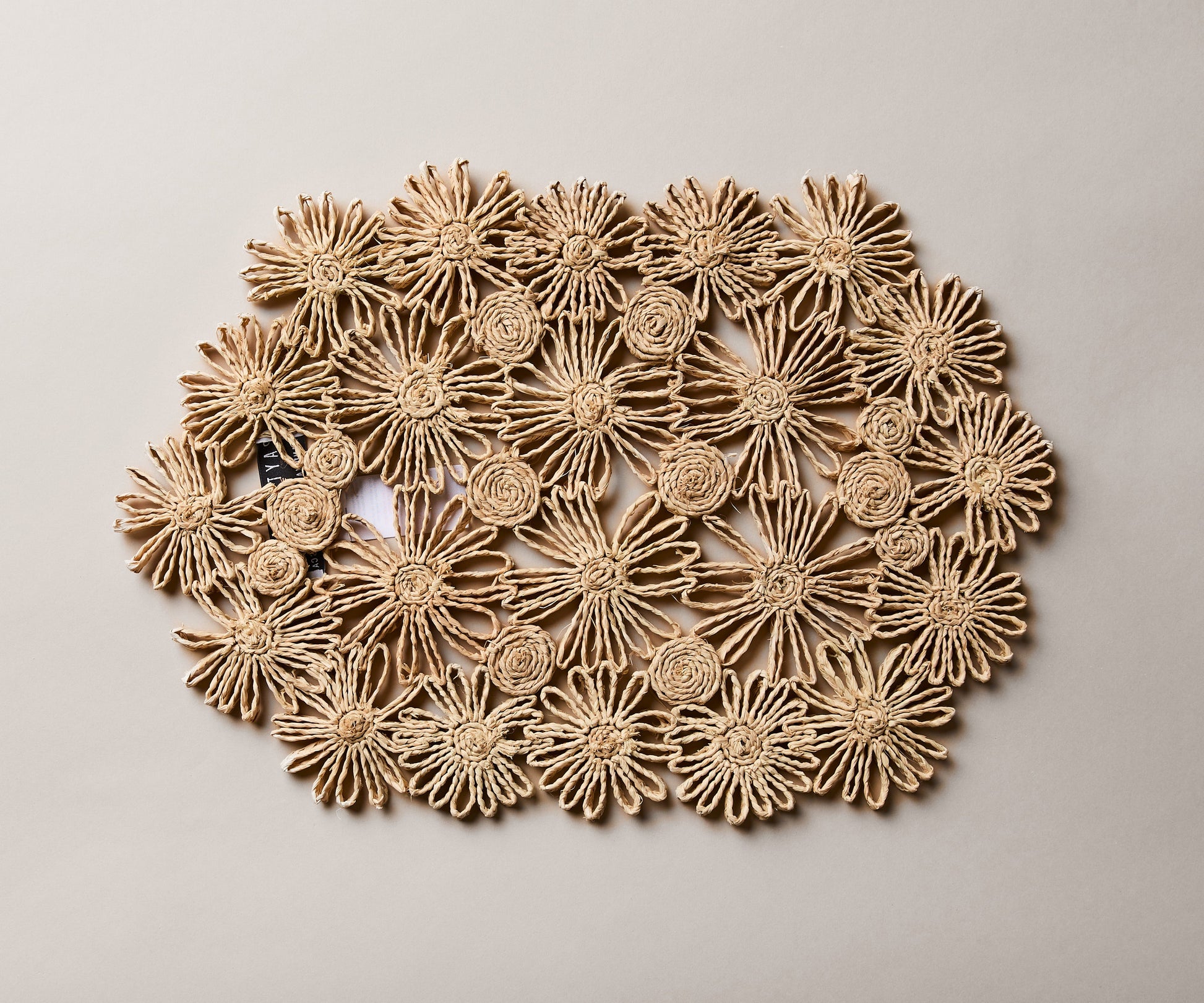 Fleur Raffia Placemat, Natural Color Flowers Woven Tabletop - Tampa Home & Garden Store