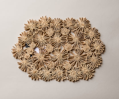 Fleur Raffia Placemat, Natural Color Flowers Woven Tabletop - Tampa Home & Garden Store