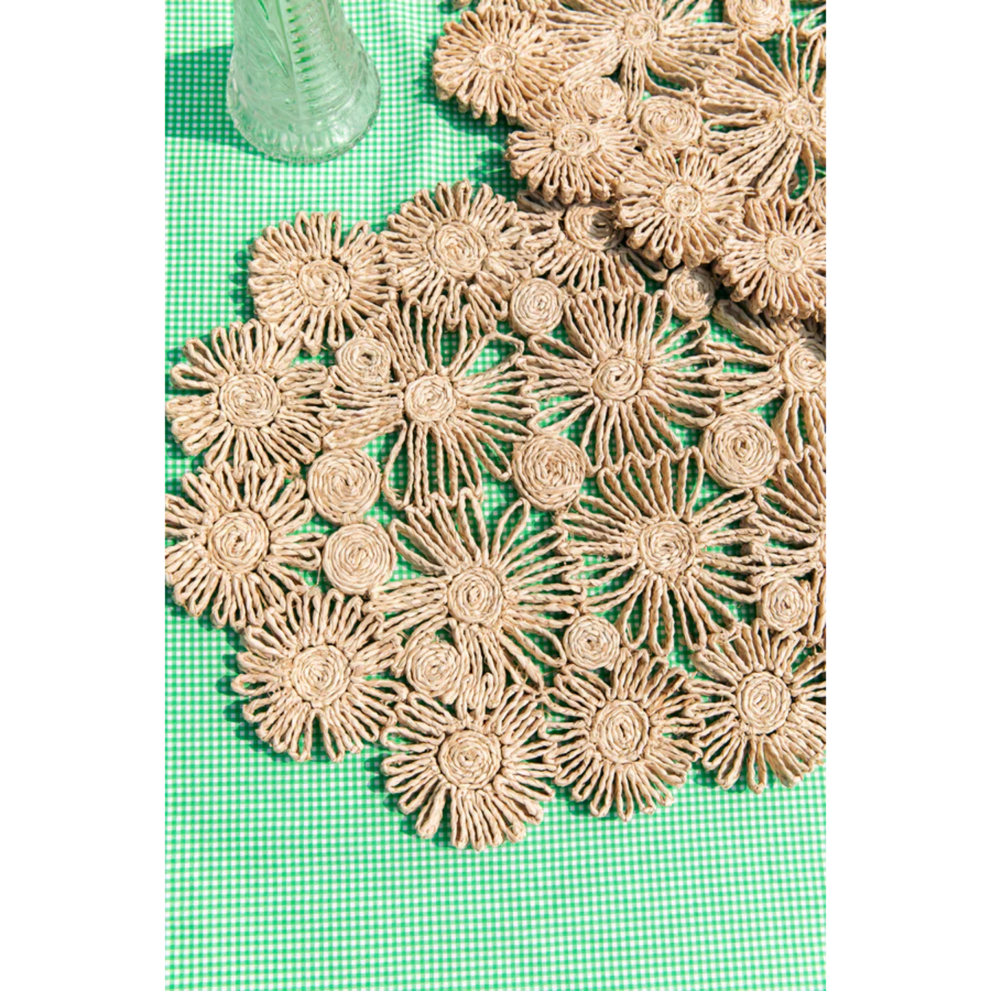 Fleur Raffia Placemat, Natural Color Flowers Woven Tabletop - Tampa Home & Garden Store