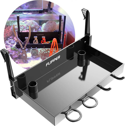 Tank Buddy Workspace Tray for Aquariums, black tray with clamp arms by Flipper Aquarium Products on Tampa Home & Garden Store