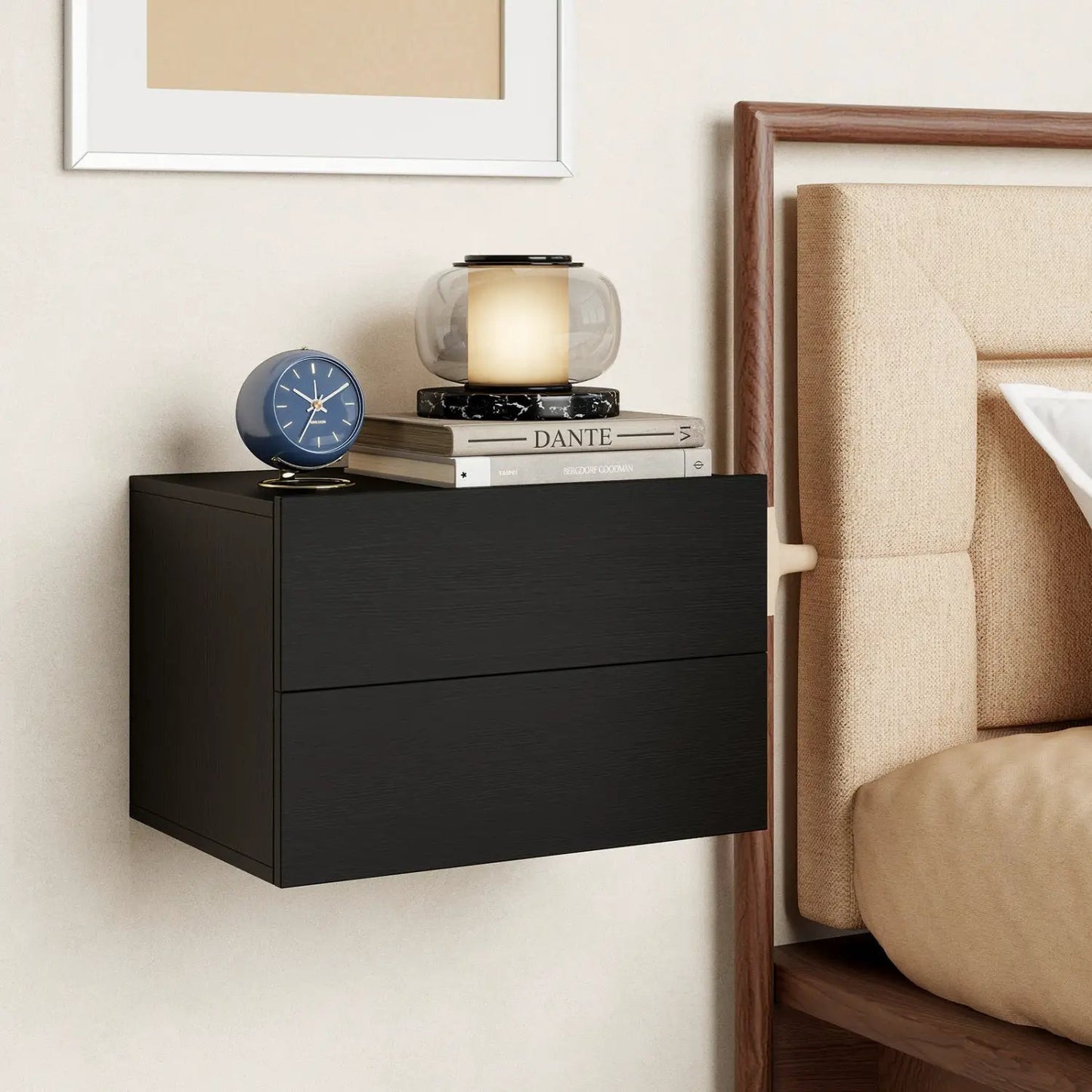 Wall Mounted Floating Nightstand with 2 Drawers
