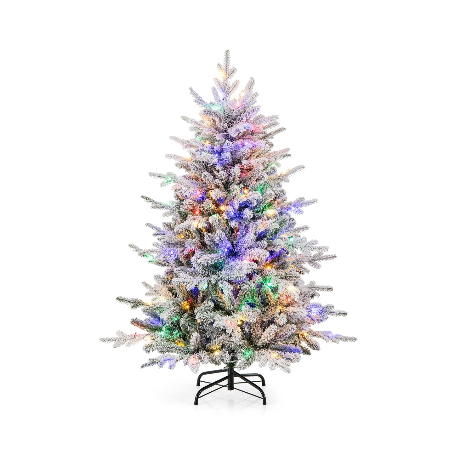 7 ft DirectDeals flocked Christmas tree with multicolor LED lights and metal stand on Tampa Home & Garden Store