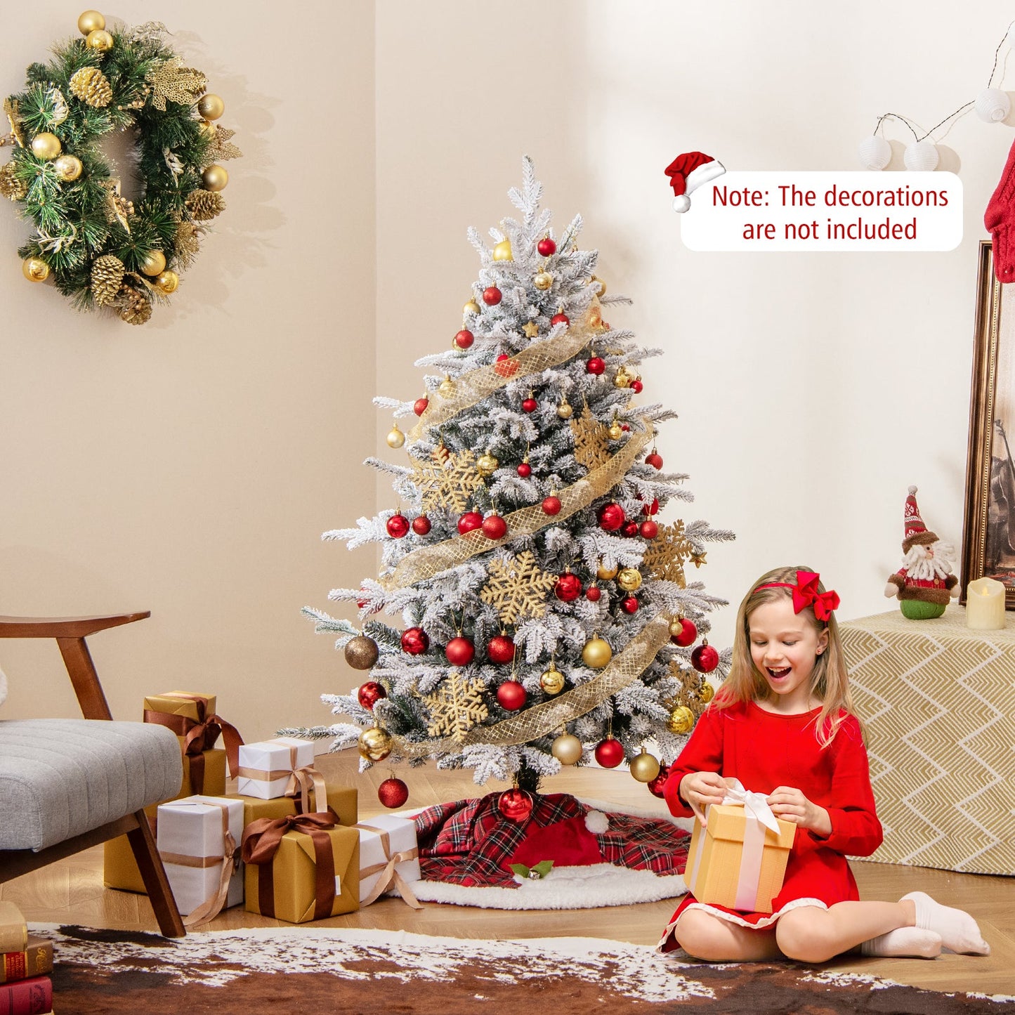 DirectDeals 7ft flocked Christmas Tree with multicolor LED lights and 8 lighting modes on Tampa Home & Garden Store
