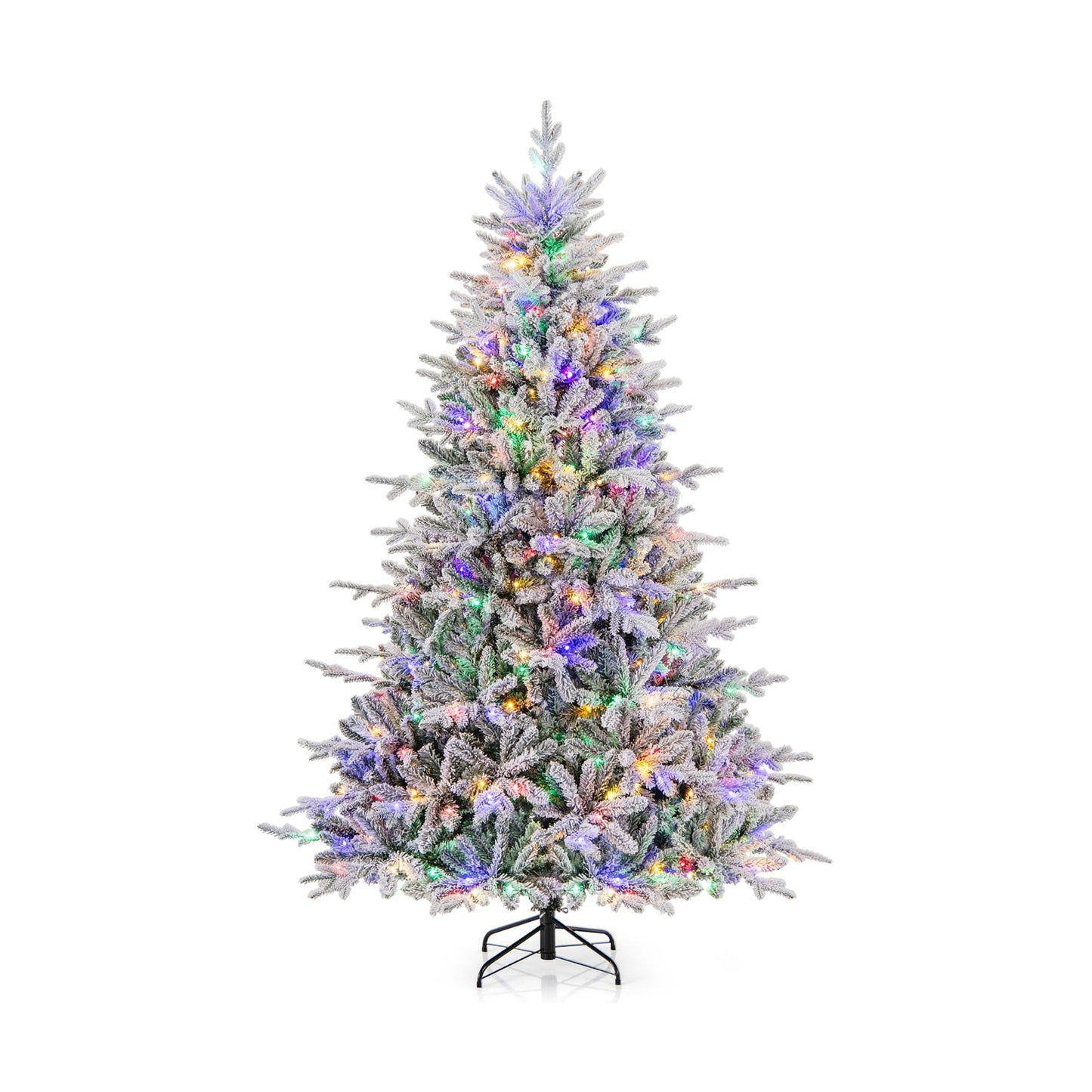 7 Feet Flocked Christmas Tree with 8 Lighting Modes and Multi-Color LED Lights DirectDeals on Tampa Home & Garden Store
