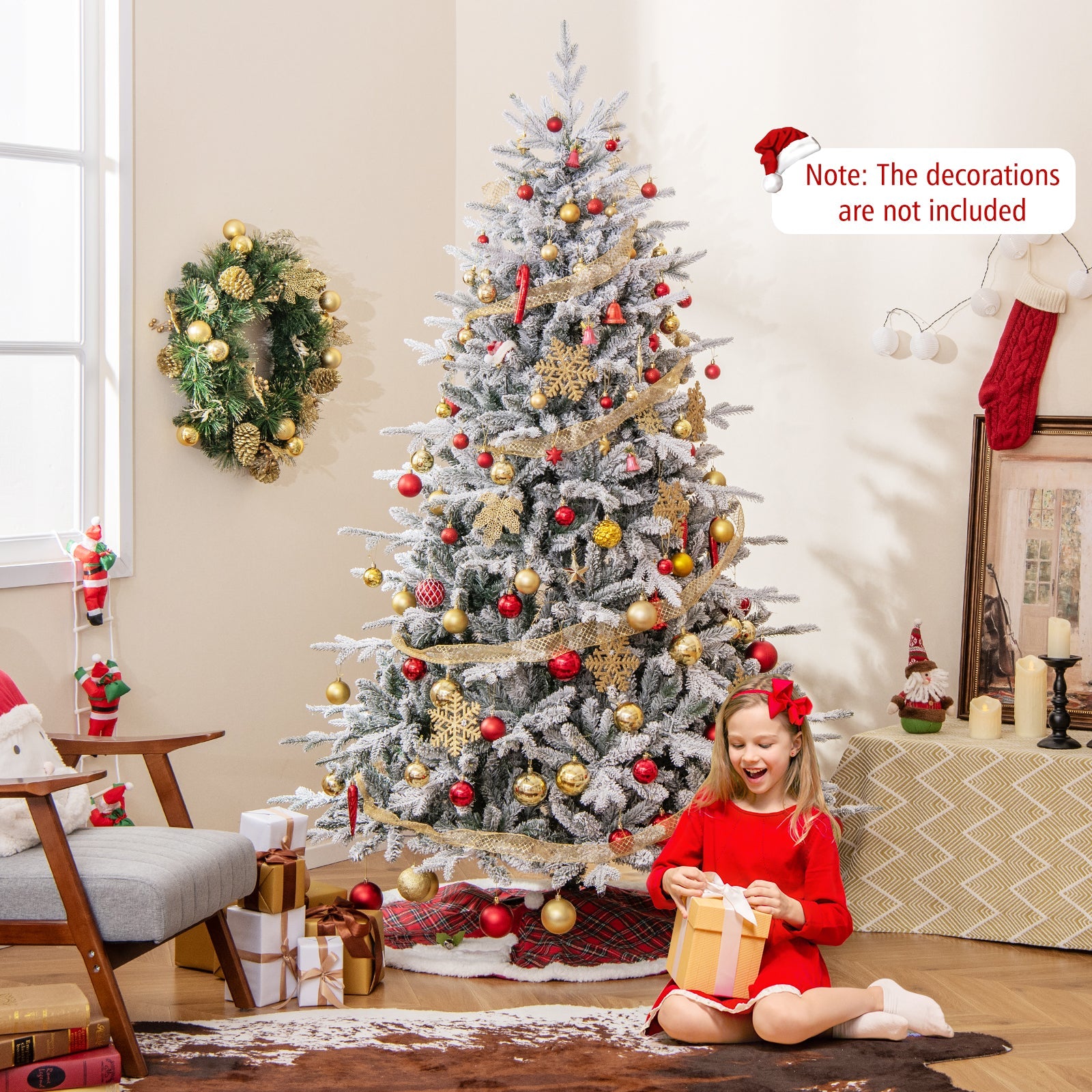 7 ft flocked Christmas Tree with 8 modes and multicolor LEDs, DirectDeals artificial tree on Tampa Home & Garden Store