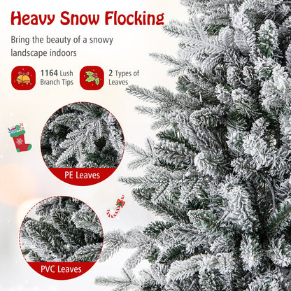 7 Feet Flocked Christmas Tree with 8 lighting modes and multi-color LED lights DirectDeals on Tampa Home & Garden Store