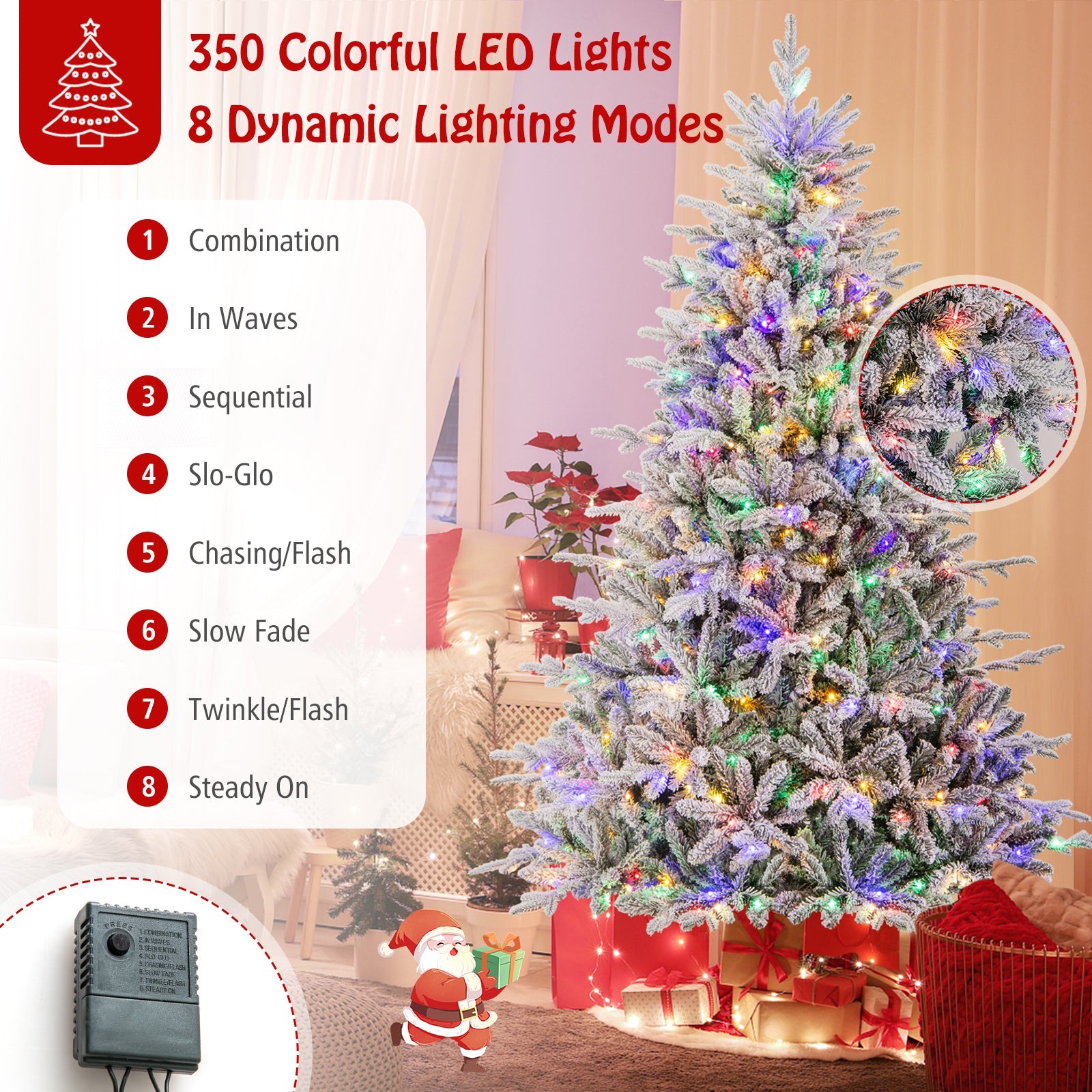 7ft flocked Christmas tree with multi-color LED lights and 8 lighting modes DirectDeals on Tampa Home & Garden Store