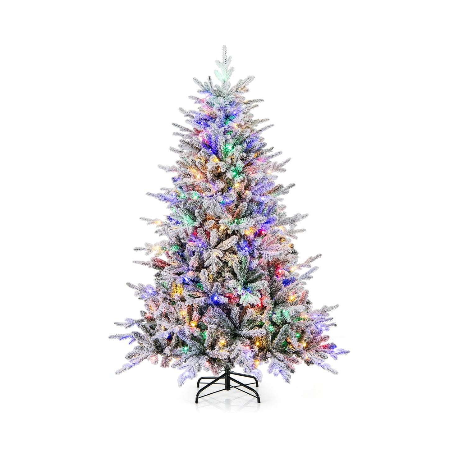 7 Feet Flocked Christmas Tree with Multicolor LED Lights, DirectDeals Artificial Tree on Tampa Home & Garden Store