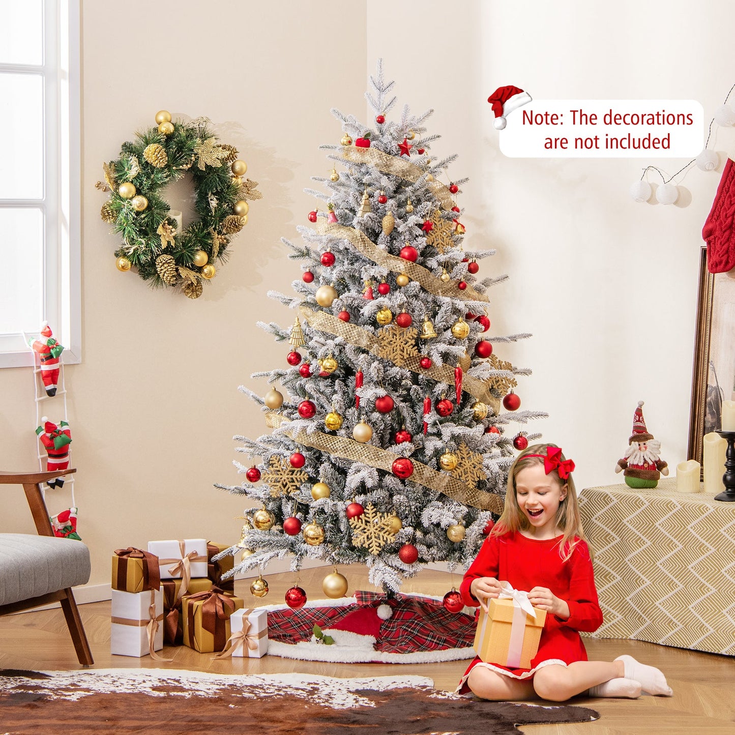 7 ft DirectDeals flocked Christmas tree with multi-color LED lights and 8 modes on Tampa Home & Garden Store