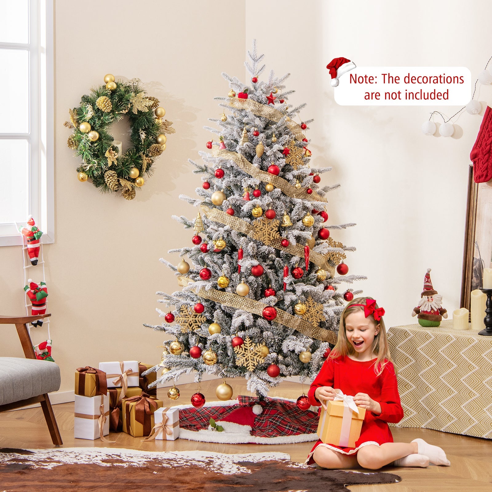 7 ft DirectDeals flocked Christmas tree with multi-color LED lights and 8 modes on Tampa Home & Garden Store