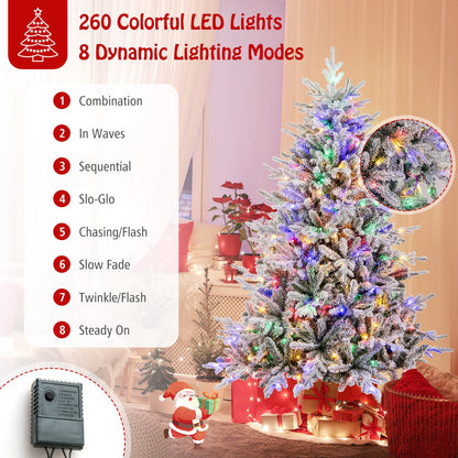 7 Feet Flocked Christmas Tree with 8 lighting modes and multi-color LED lights DirectDeals on Tampa Home & Garden Store
