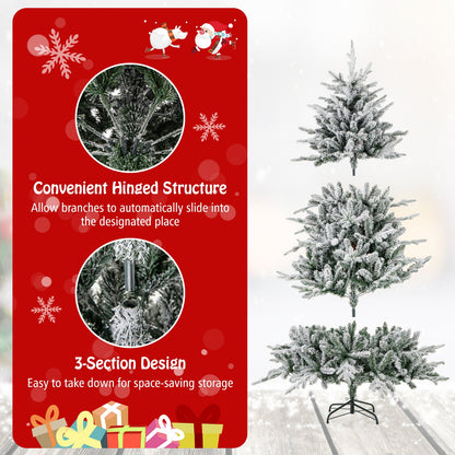 7 ft flocked artificial Christmas tree by DirectDeals with 8 lighting modes and multi-color LEDs, hinged 3-section design on Tampa Home & Garden Store