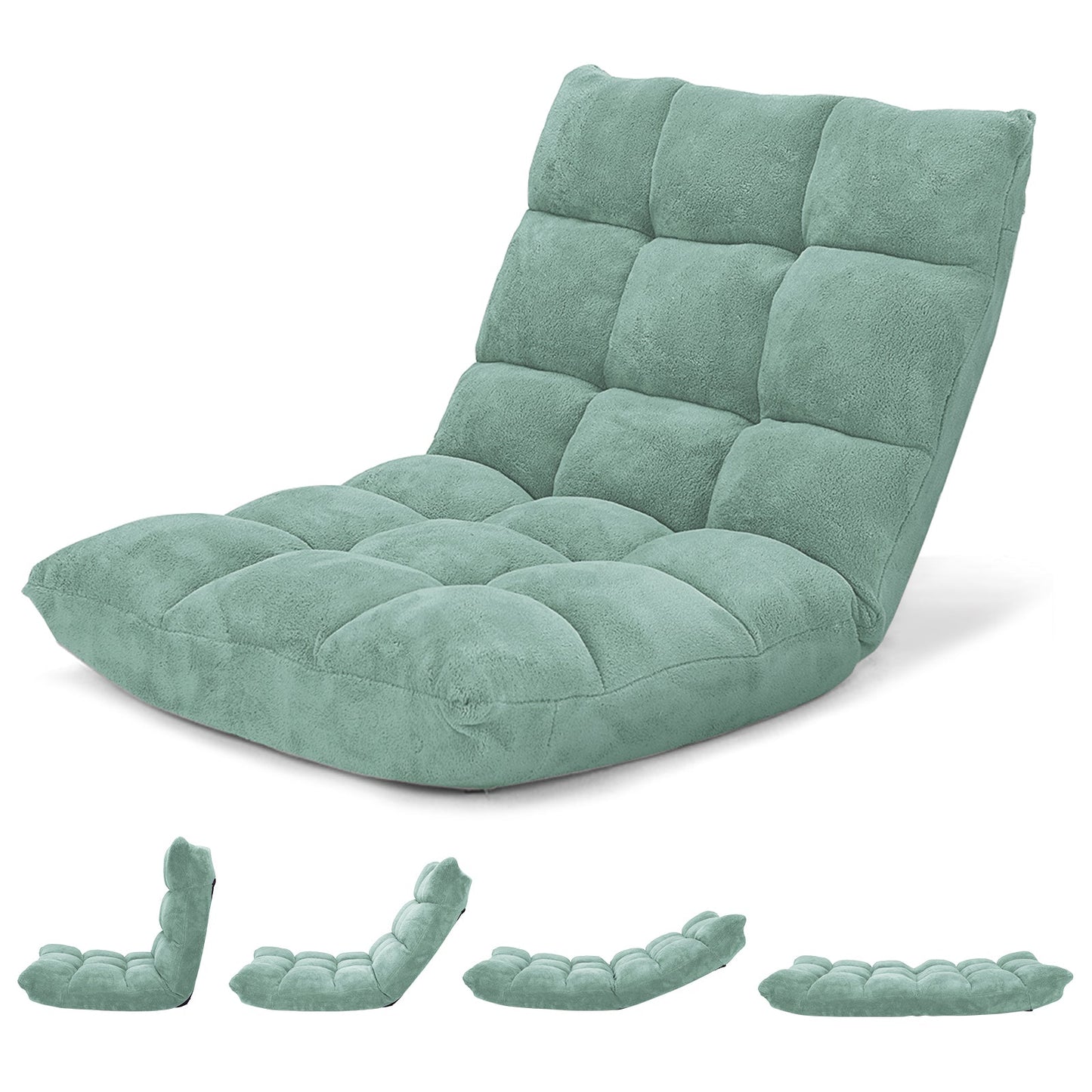 Adjustable 14-position Cushioned Floor Chair-Coffee