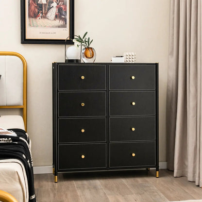 8-Drawer Fabric Dresser with Metal Frame and Bins