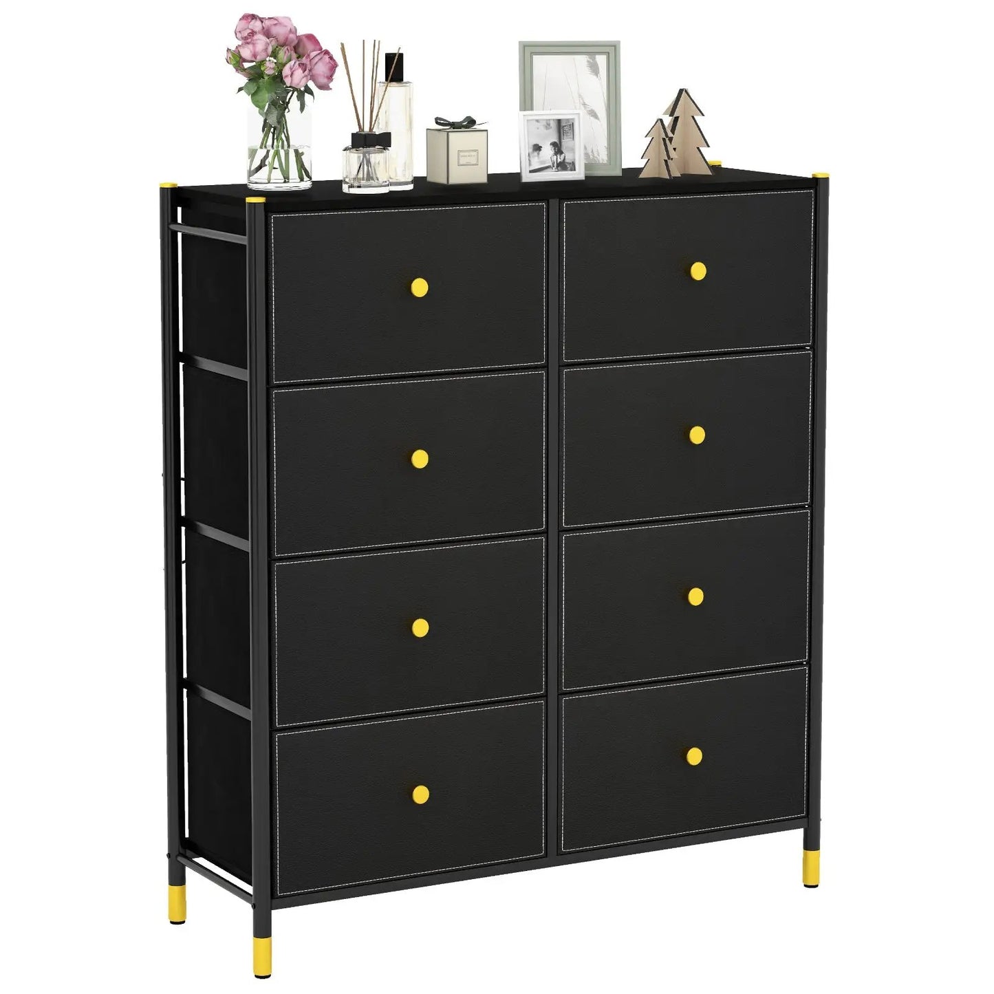 8-Drawer Fabric Dresser with Metal Frame and Bins