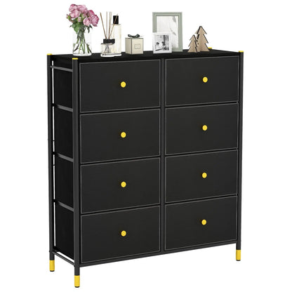 8-Drawer Fabric Dresser with Metal Frame and Bins