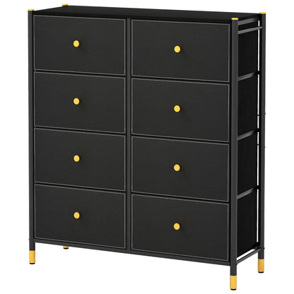 8-Drawer Fabric Dresser with Metal Frame and Bins