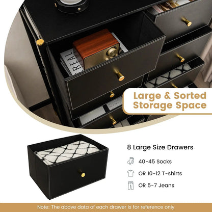 8-Drawer Fabric Dresser with Metal Frame and Bins