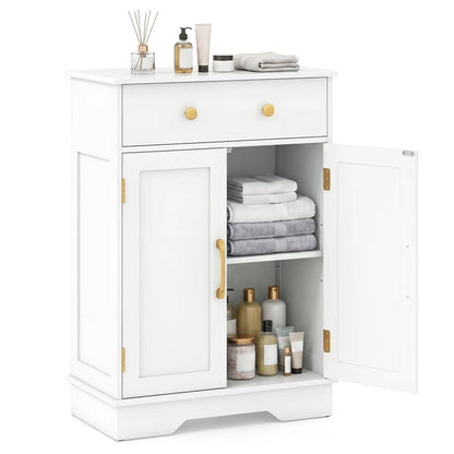 Floor Storage Cabinet With Drawer and Shelves