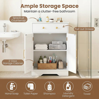 Floor Storage Cabinet With Drawer and Shelves
