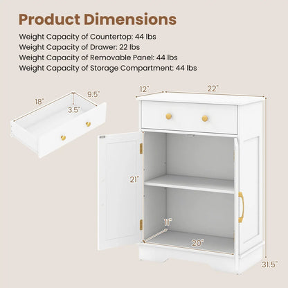 Floor Storage Cabinet With Drawer and Shelves