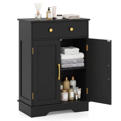 Floor Storage Cabinet With Drawer and Shelves