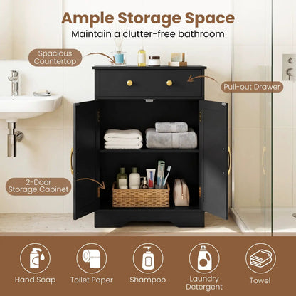 Floor Storage Cabinet With Drawer and Shelves