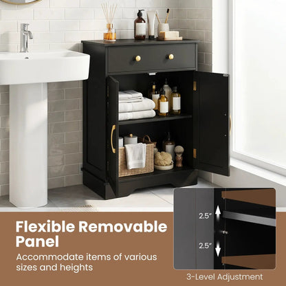 Floor Storage Cabinet With Drawer and Shelves