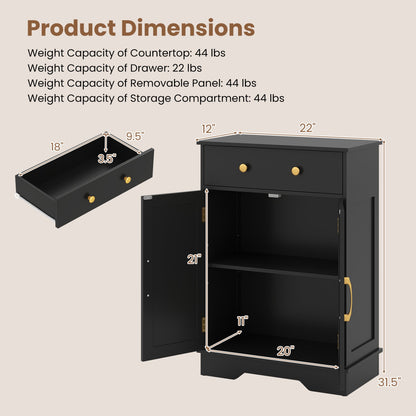 Floor Storage Cabinet With Drawer and Shelves