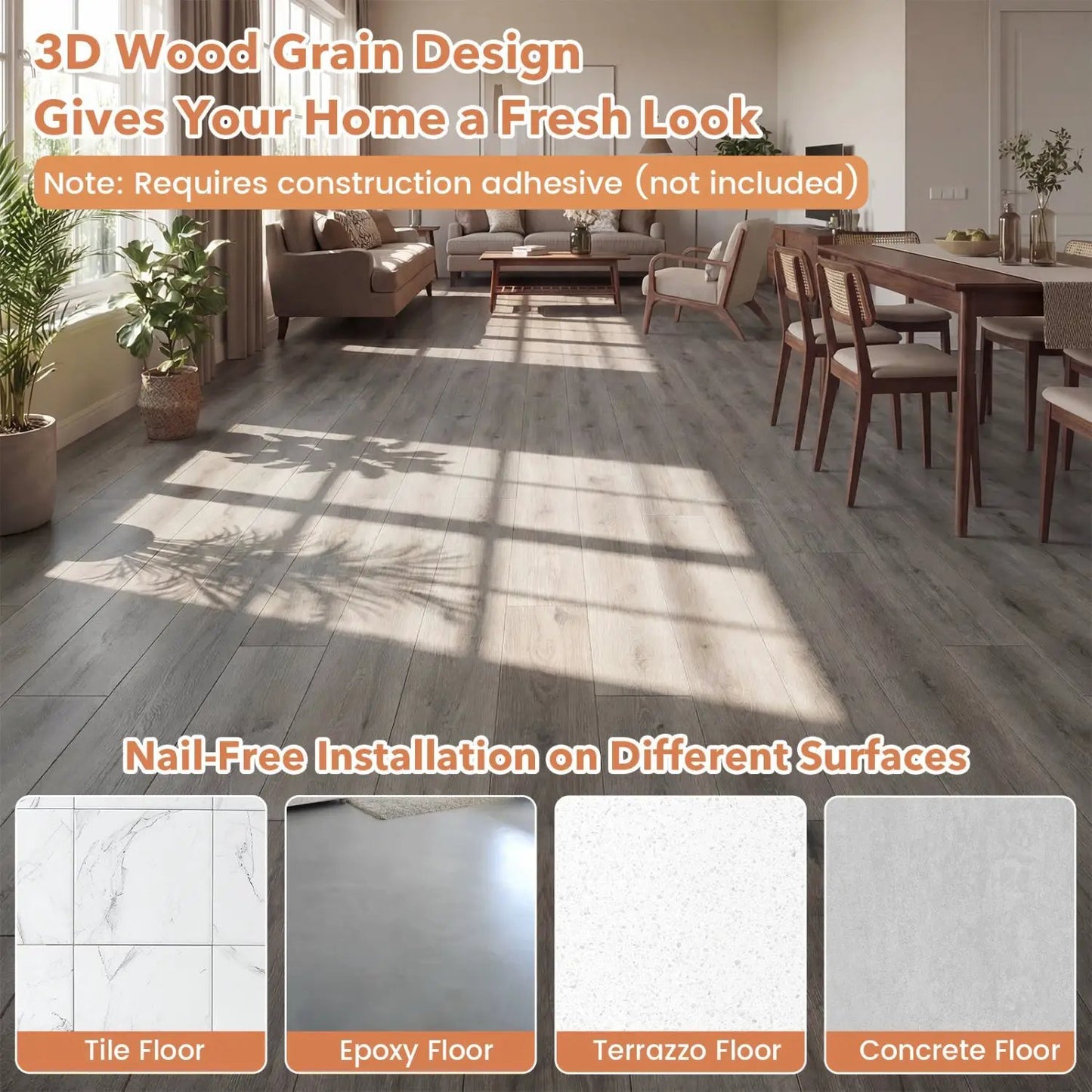 Waterproof Vinyl Plank Flooring With Wood Grain