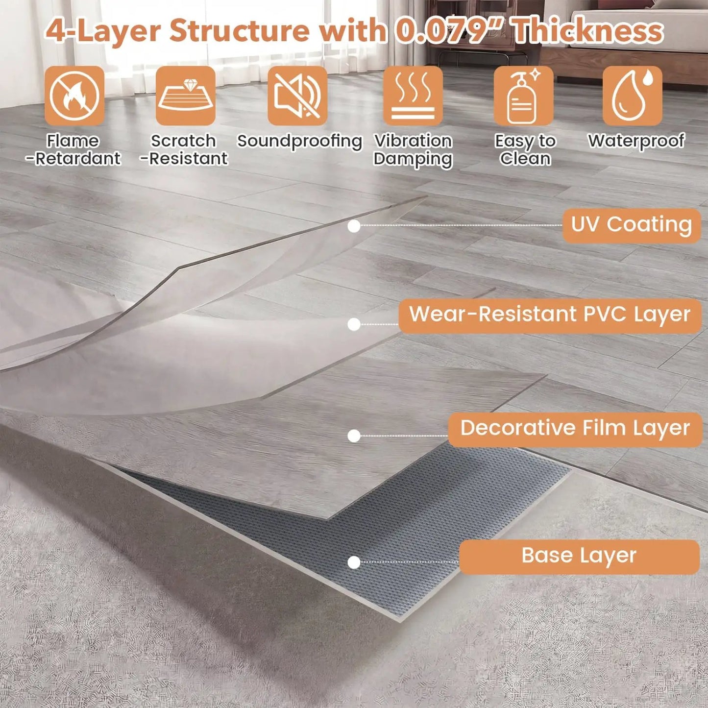 Waterproof Vinyl Plank Flooring With Wood Grain