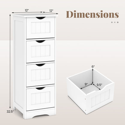 4-Drawer Freestanding Floor Cabinet with Anti-Toppling Device