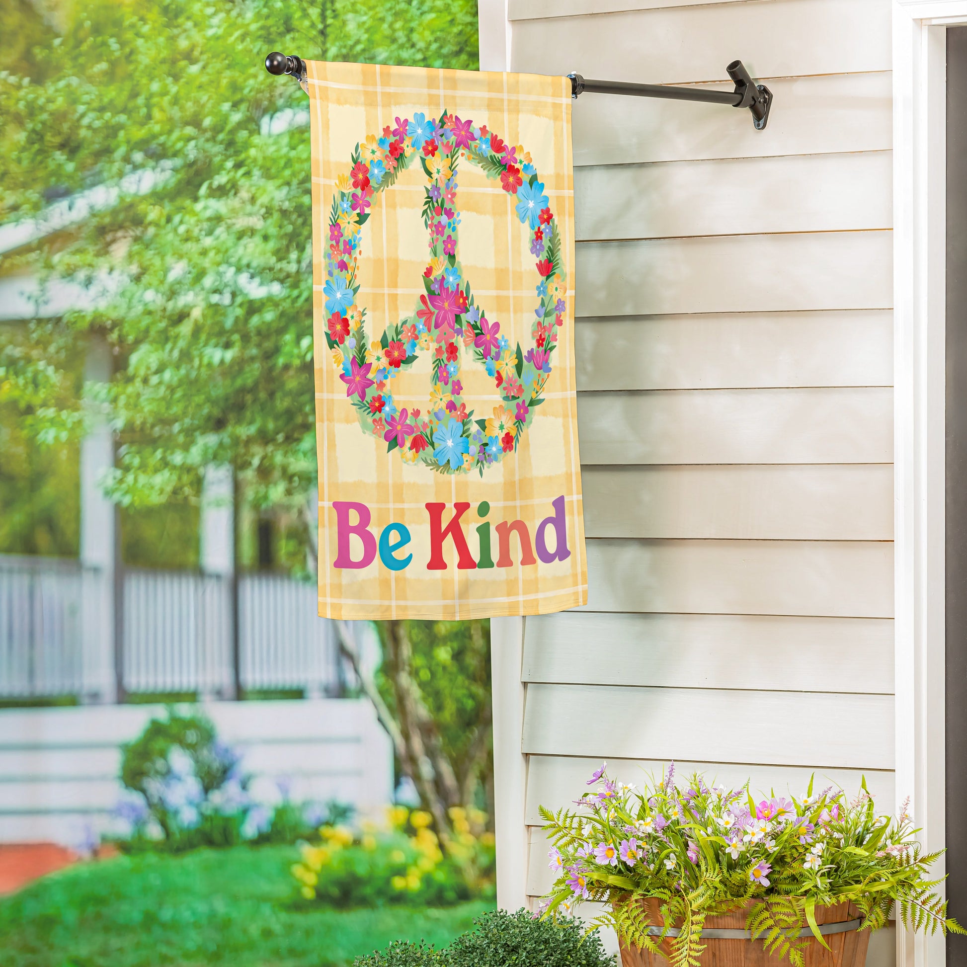 Floral Be Kind Suede House Flag - Tampa Home & Garden Store