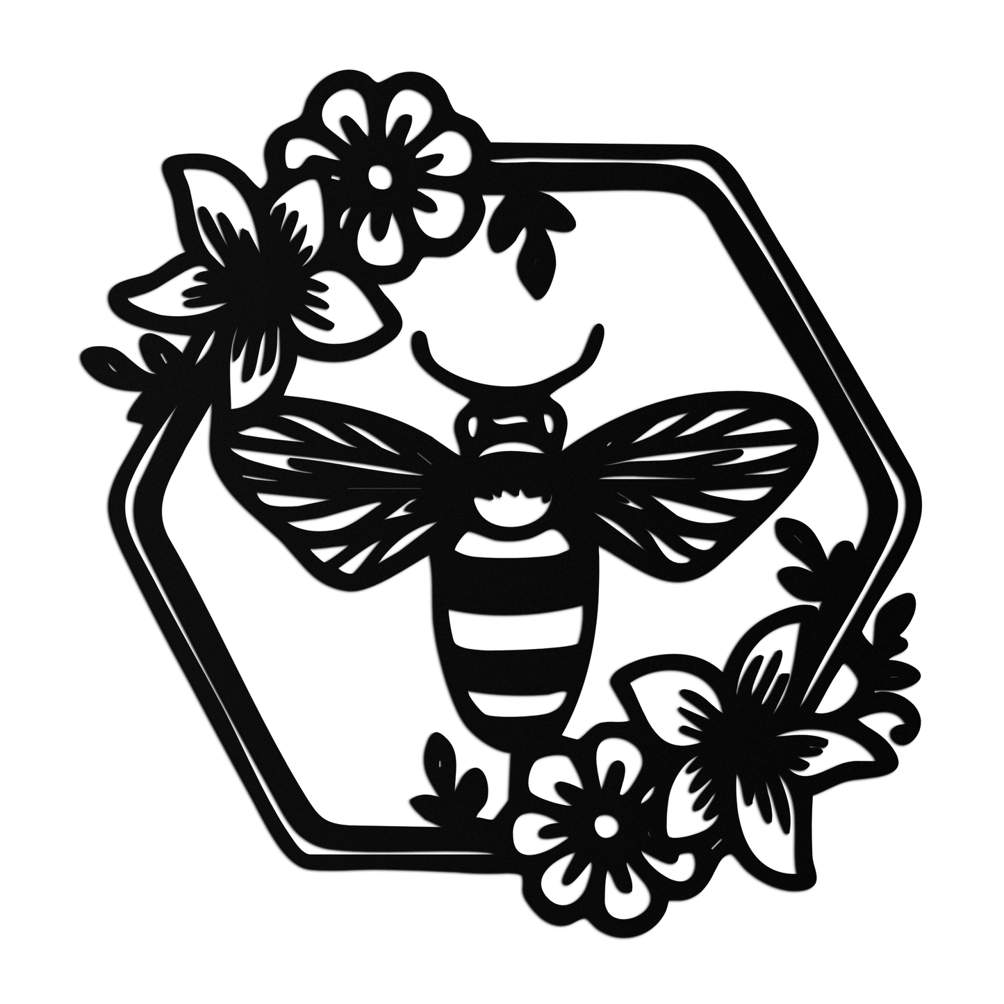 Floral Bee Silhouette Metal Wall Art – Nature Inspired Home Decoration- KAF544 - Tampa Home & Garden Store