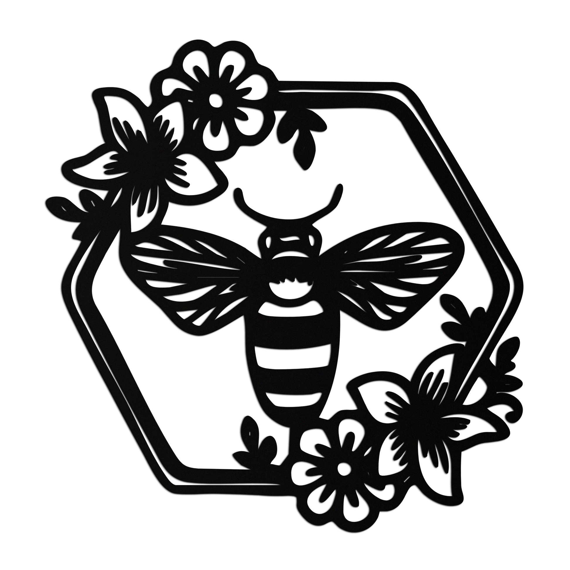Floral Bee Silhouette Metal Wall Art – Nature Inspired Home Decoration- KAF544 - Tampa Home & Garden Store