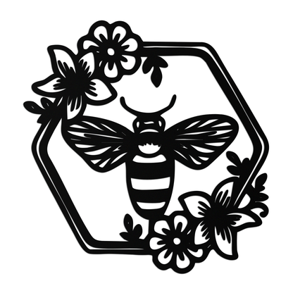 Floral Bee Silhouette Metal Wall Art – Nature Inspired Home Decoration- KAF544 - Tampa Home & Garden Store