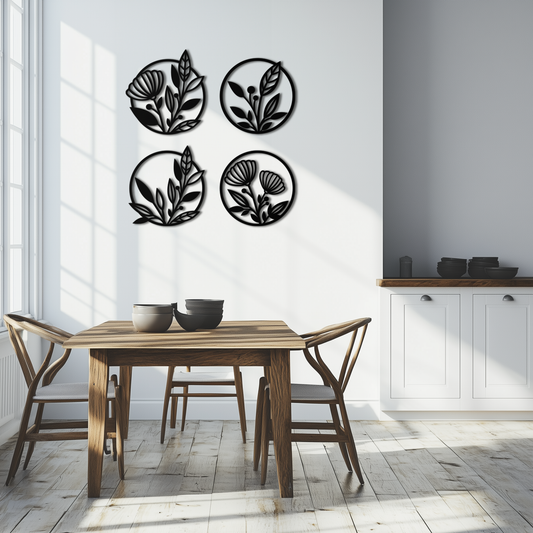 Floral Botanical Metal Wall Art - Nature-Inspired Circle Wall Decor - KAF160 - Tampa Home & Garden Store